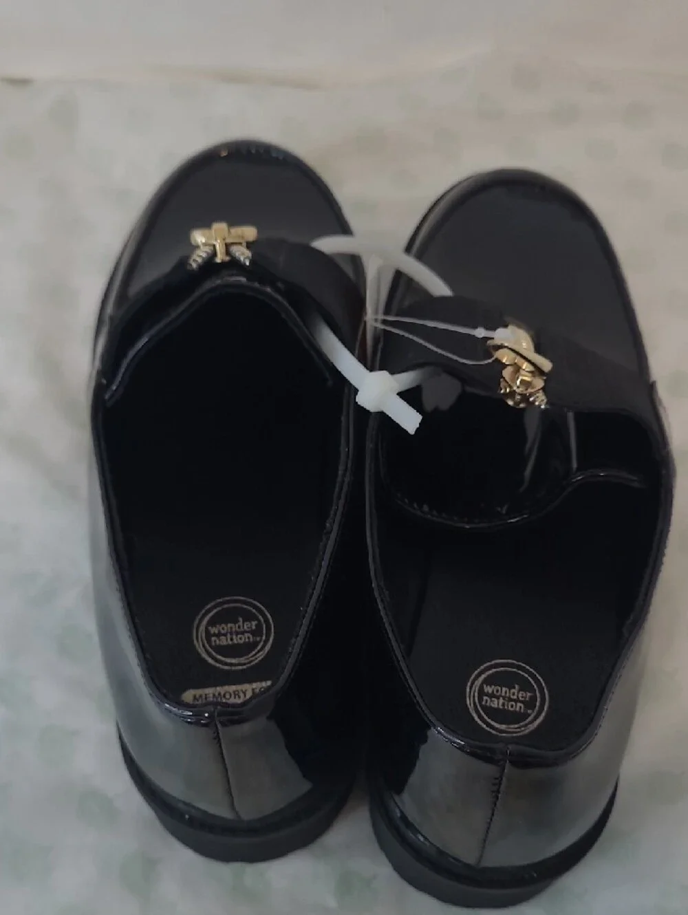 wonder nation Black Patent Loafers with Gold Trim